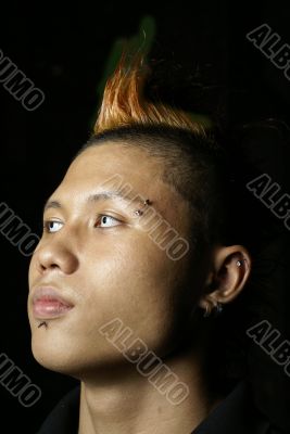 Asian mohawk man portrait