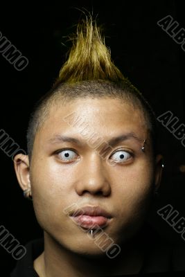 Asian mohawk man portrait