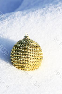 christmas bauble in snow