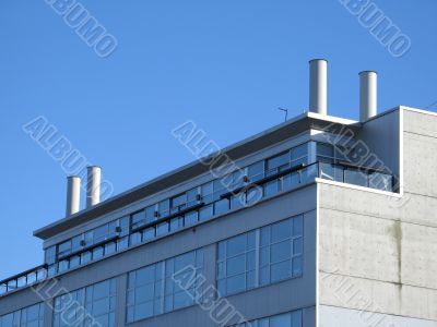 a gray modern building