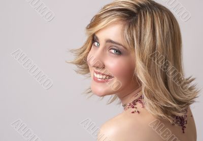 Portrait of beautiful blonde woman