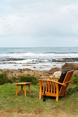 Wooden chair standing outside