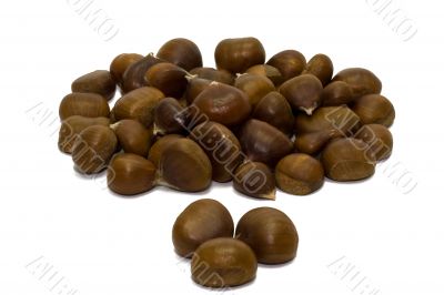 Chestnuts isolated on white background