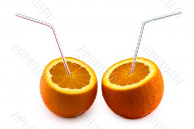 Orange juice from orange isolated