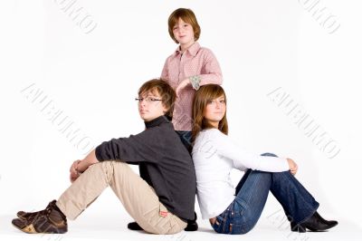 Happy portrait of 3 kids