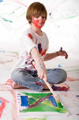 Drawning with a paint-brush