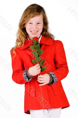 Sweet girl with a rose