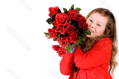 Sweet girl with roses