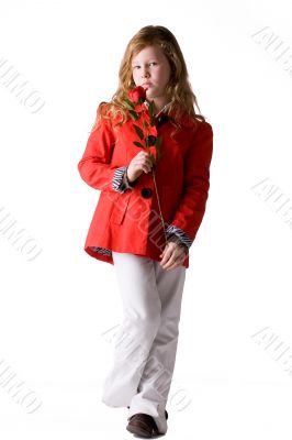 Posing with a red rose