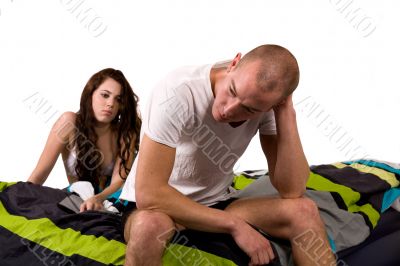 Boyfriend thinking over his relationship with his girlfriend