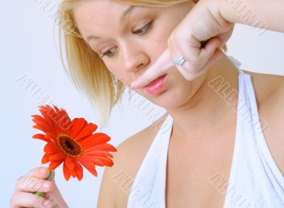 Young Woman with Red Flower