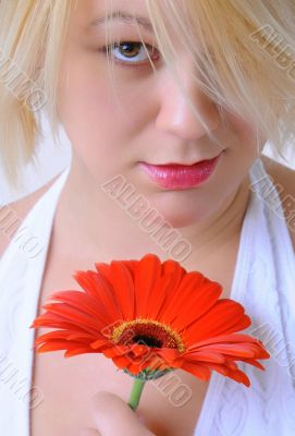 Young Woman with Red Flower