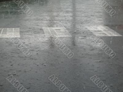 heavy rain on the street