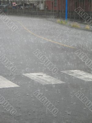 heavy rain on the street