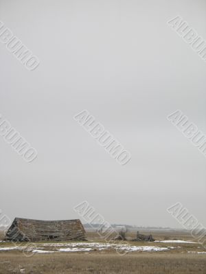 broken barn in a field