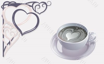 Heart and a cup of coffee