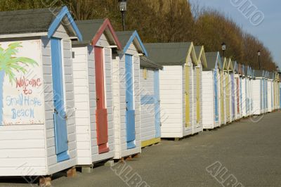 Colourful beach huts