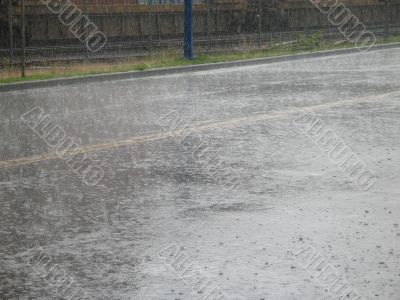 heavy rain in the street
