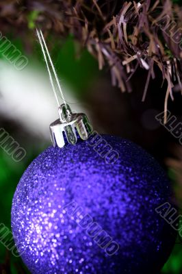 Christmas ornaments on tree.