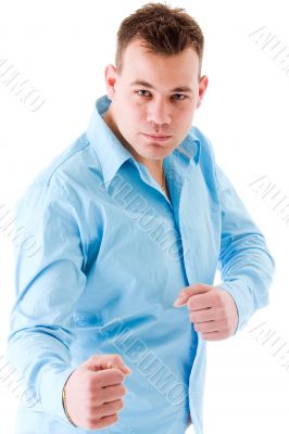Young boy in fightpose