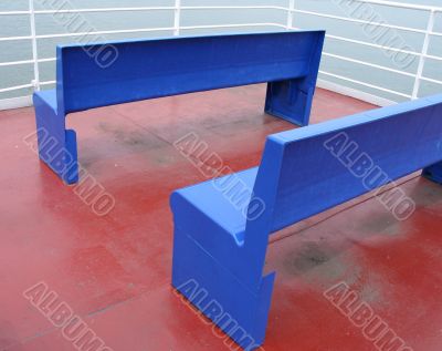 blue benches