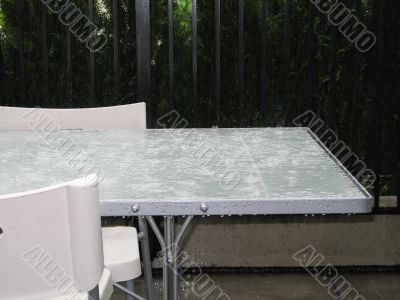 heavy rain on a table