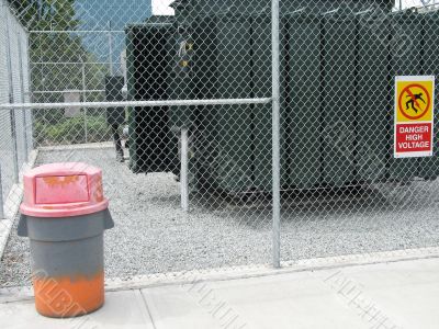 electical equipment behind a fence