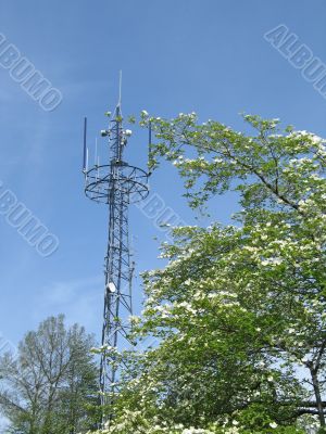 communication tower and blue sky