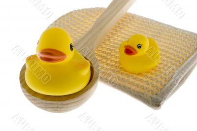 rubber duck with utensils sauna