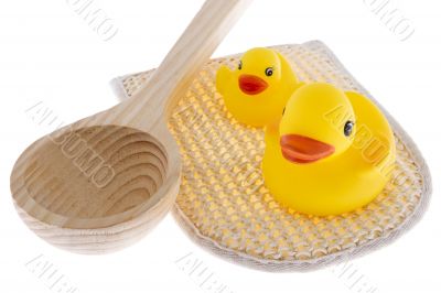 rubber duck with utensils sauna