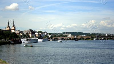 The place on Rhein and Mosel rivers confluence