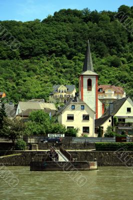 Rhein. The Kestert city and moorage