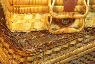 Two wicker hampers close-up