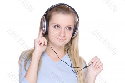 beautiful young woman with headphones