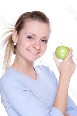 girl with apple