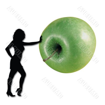 Green apple and a girl