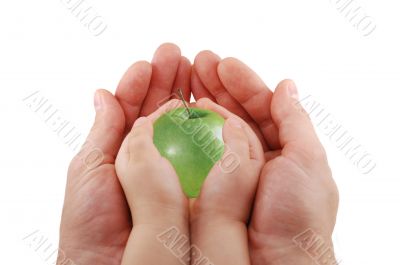 Green apple and baby
