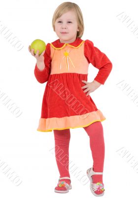 Little girl and apple