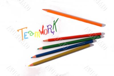 Pencil teamwork concept