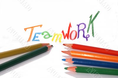 Pencil teamwork concept