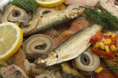 Fish plate with smoked fish