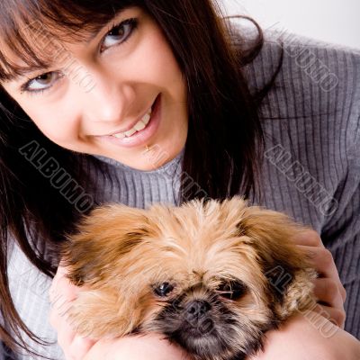 Sqaure dog and girl