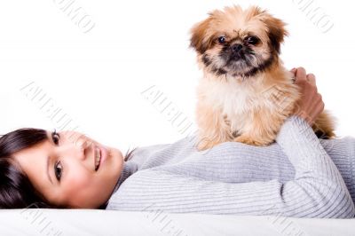 Sweet girl with puppy