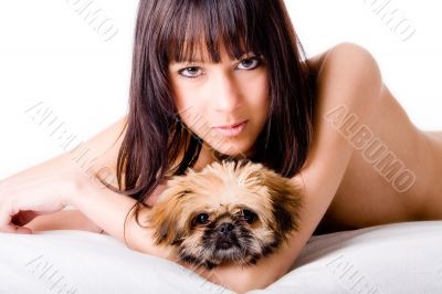 Cute girl and dog