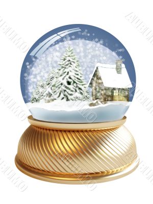 3D render of snow globe with clipping path