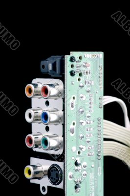 Computer plate on black closeup