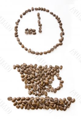 Coffee beans clock at 9