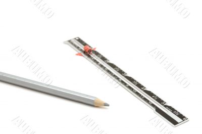 sewing centimeter and pencil closeup