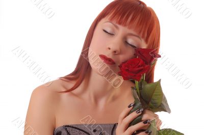 Beautiful girl with roses