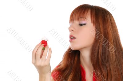 Girl with strawberry